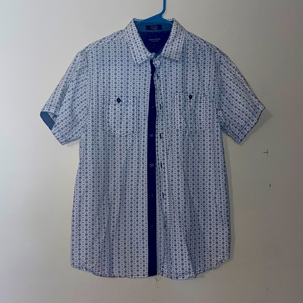 Eighty Eight blue and white button down shirt